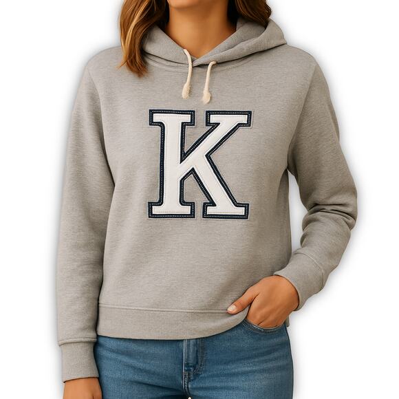 Good American Hoodie Gray Cotton K Logo Medium - Picture 1 of 12